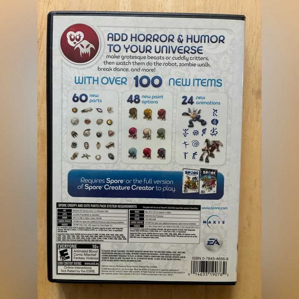 Spore Creepy & Cute Parts Pack PC Mac DVD-ROM EA Expansion Game 2008